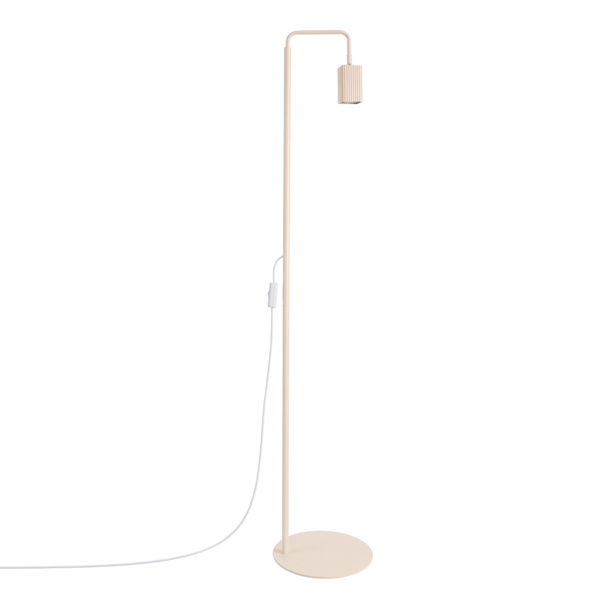 Lampadaire Rayo 1 laque beige sur fond blanc avec son câble et son interrupteur