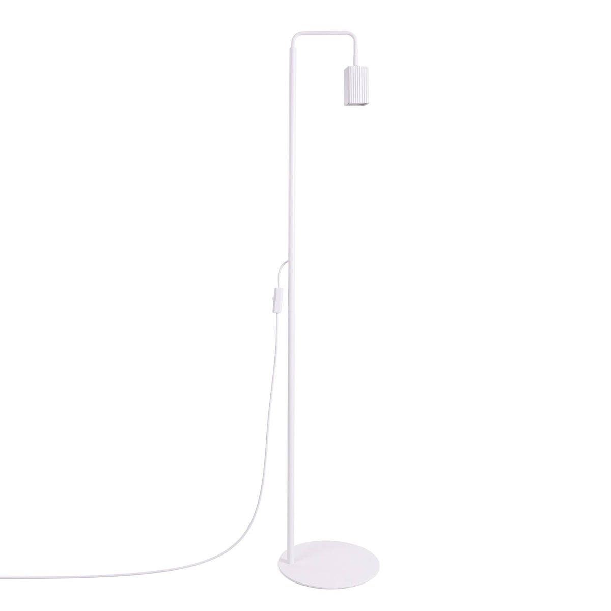 Lampadaire Rayo 1 laque blanche sur fond blanc avec son câble et son interrupteur