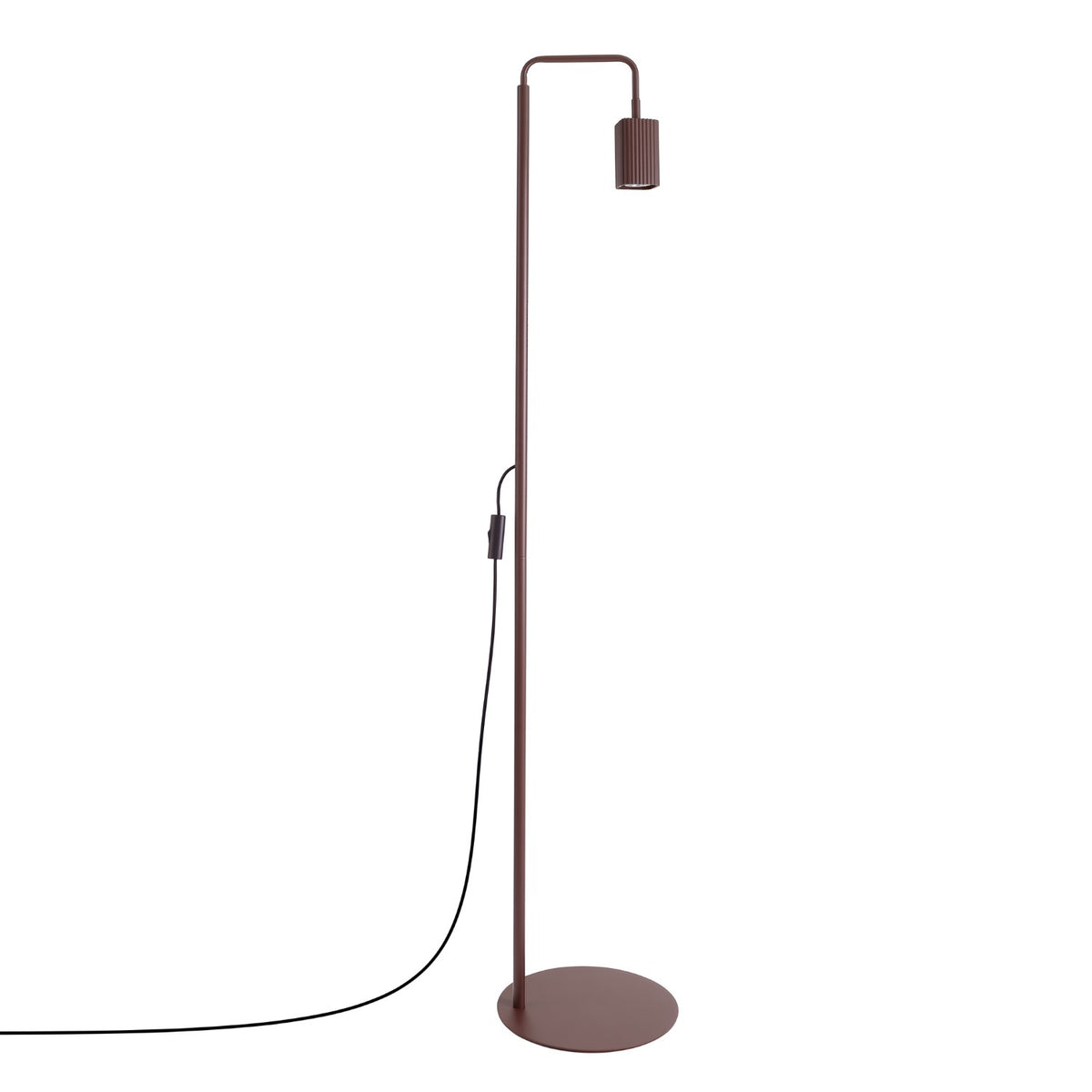 Lampadaire Rayo 1 laque brune sur fond blanc avec son câble et son interrupteur