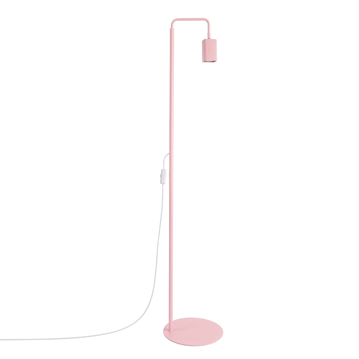 Lampadaire Rayo 1 laque rose sur fond blanc avec son câble et son interrupteur