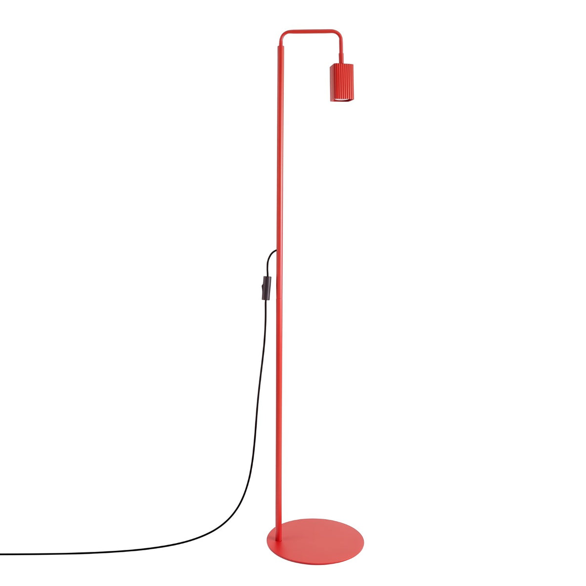 Lampadaire Rayo 1 laque rouge sur fond blanc avec son câble et son interrupteur