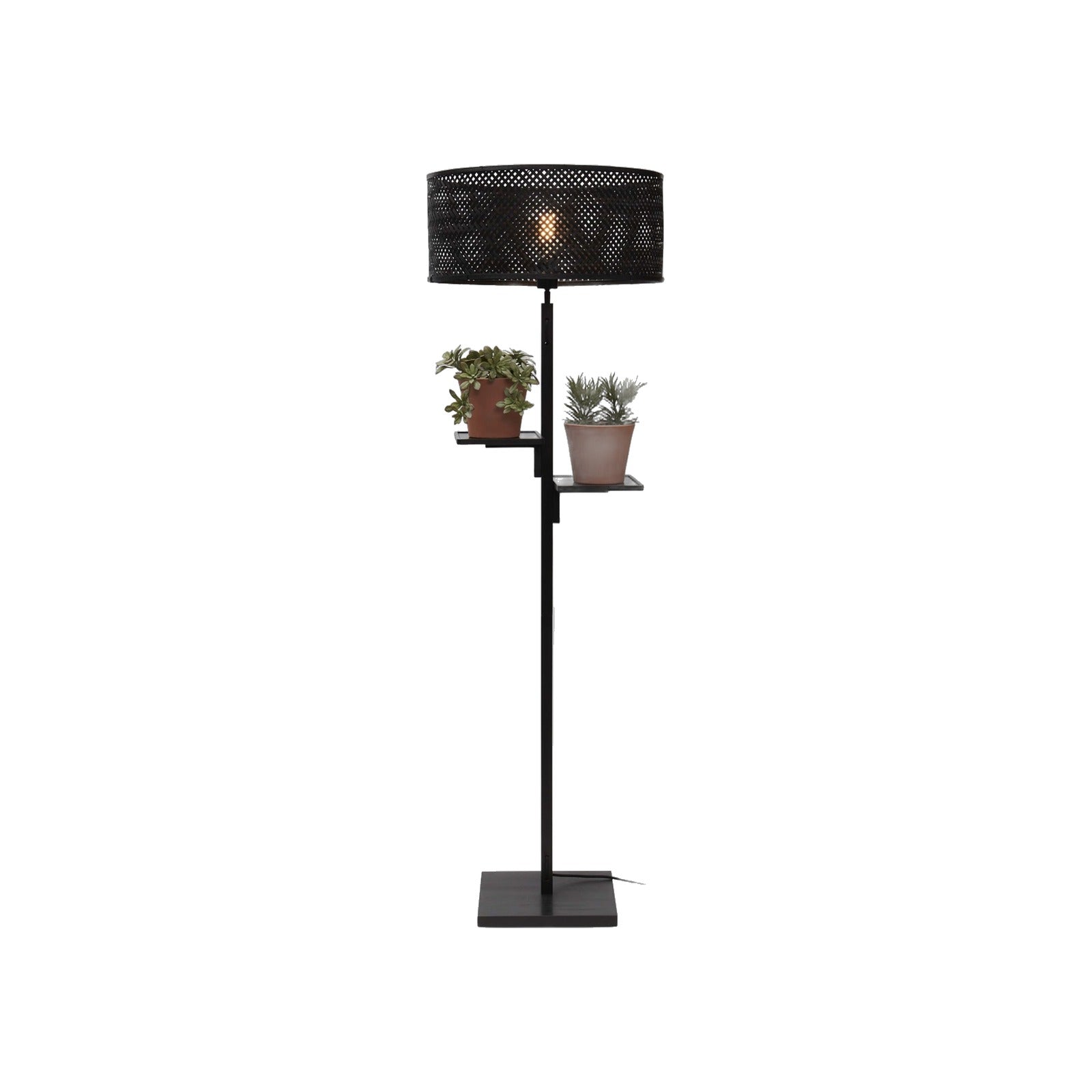Lampadaire tablette Java bambou noir 50 cm E27