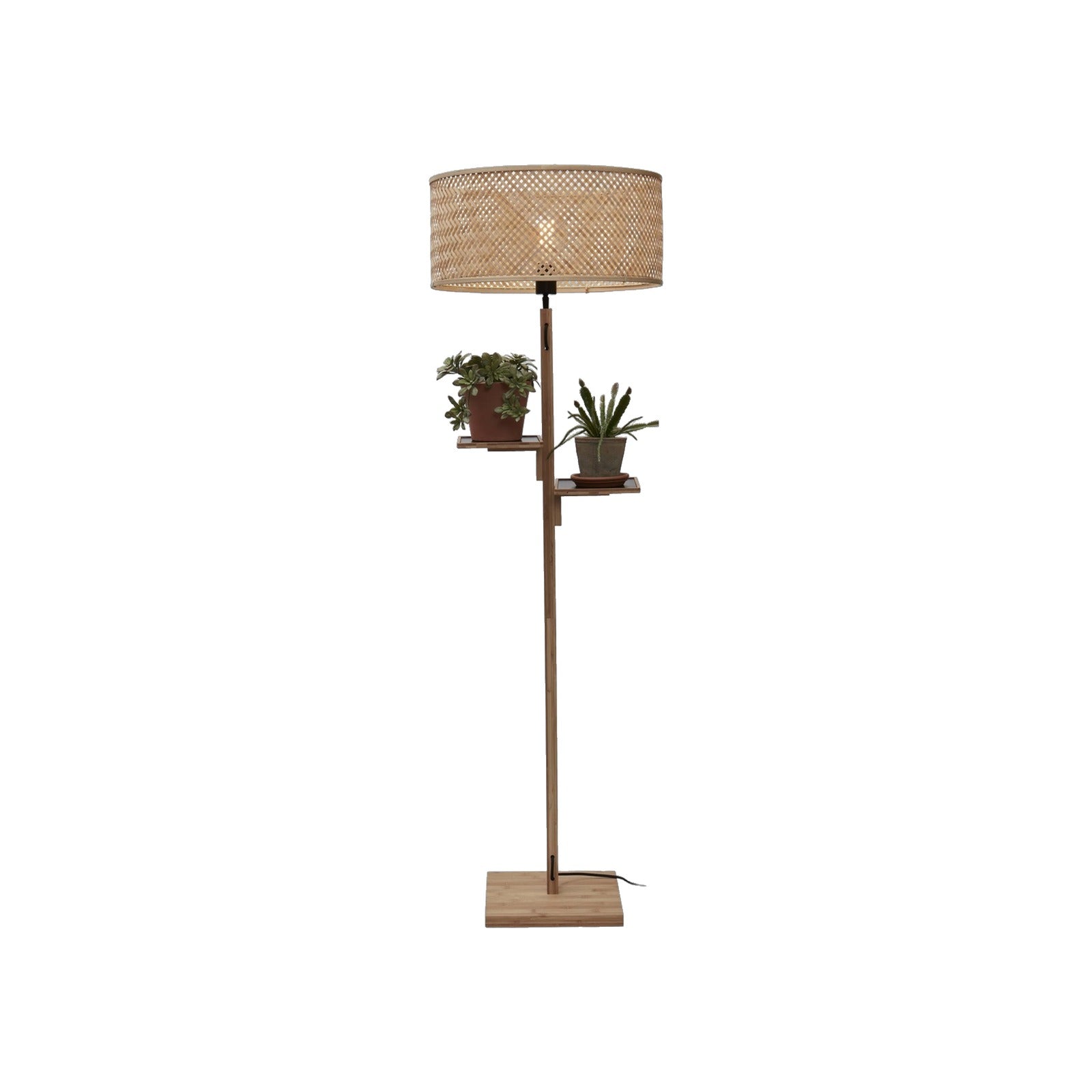 Lampadaire tablette Java bambou naturel 50 cm E27