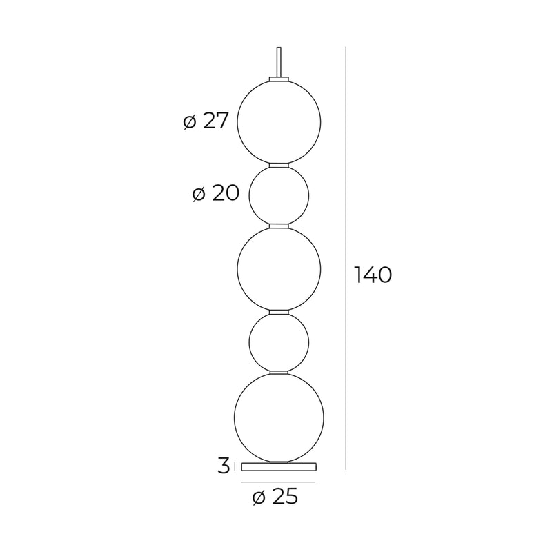 Dimensions Lampadaire Tama noir