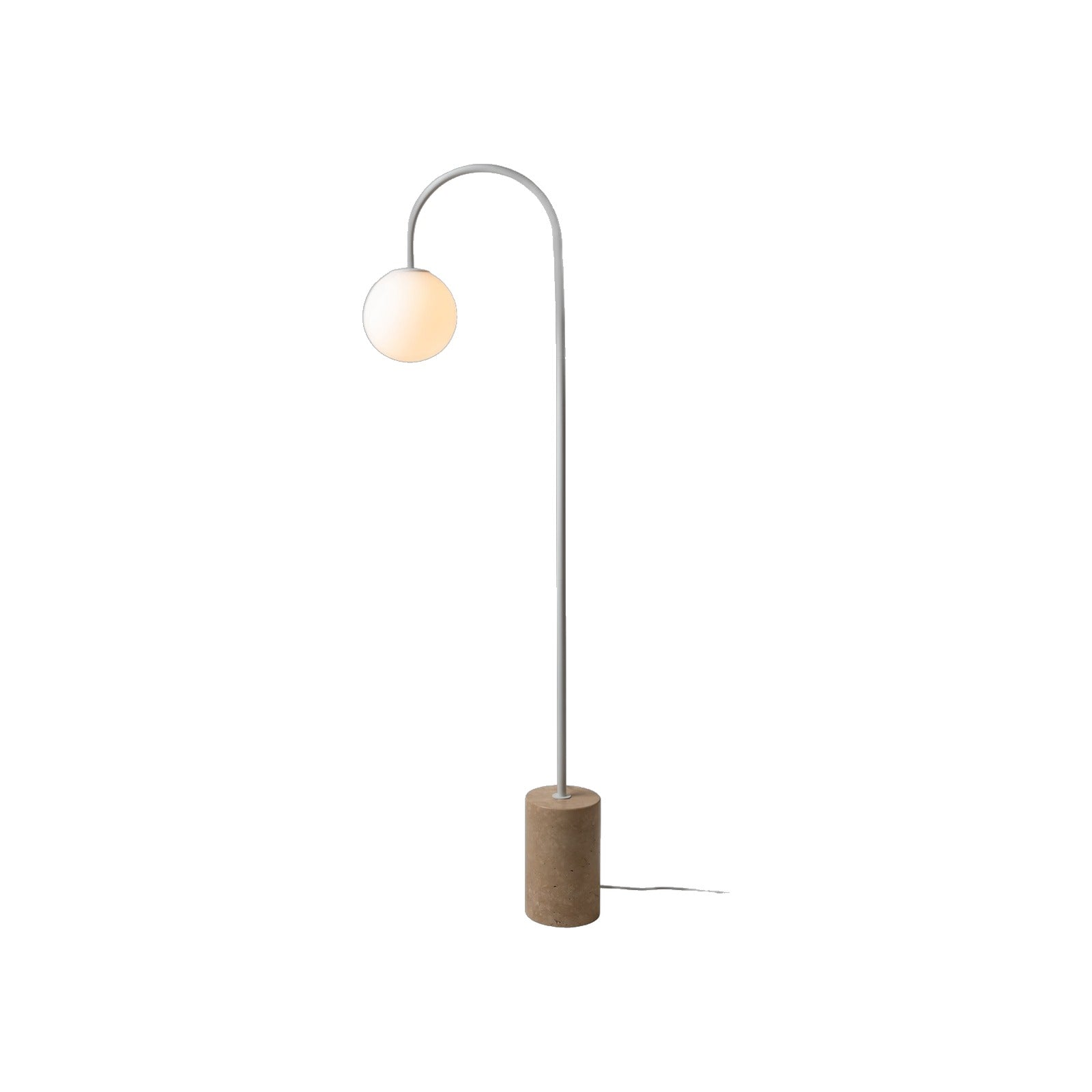 Lampadaire Tivoli travertin et verre blanc 160 cm E14
