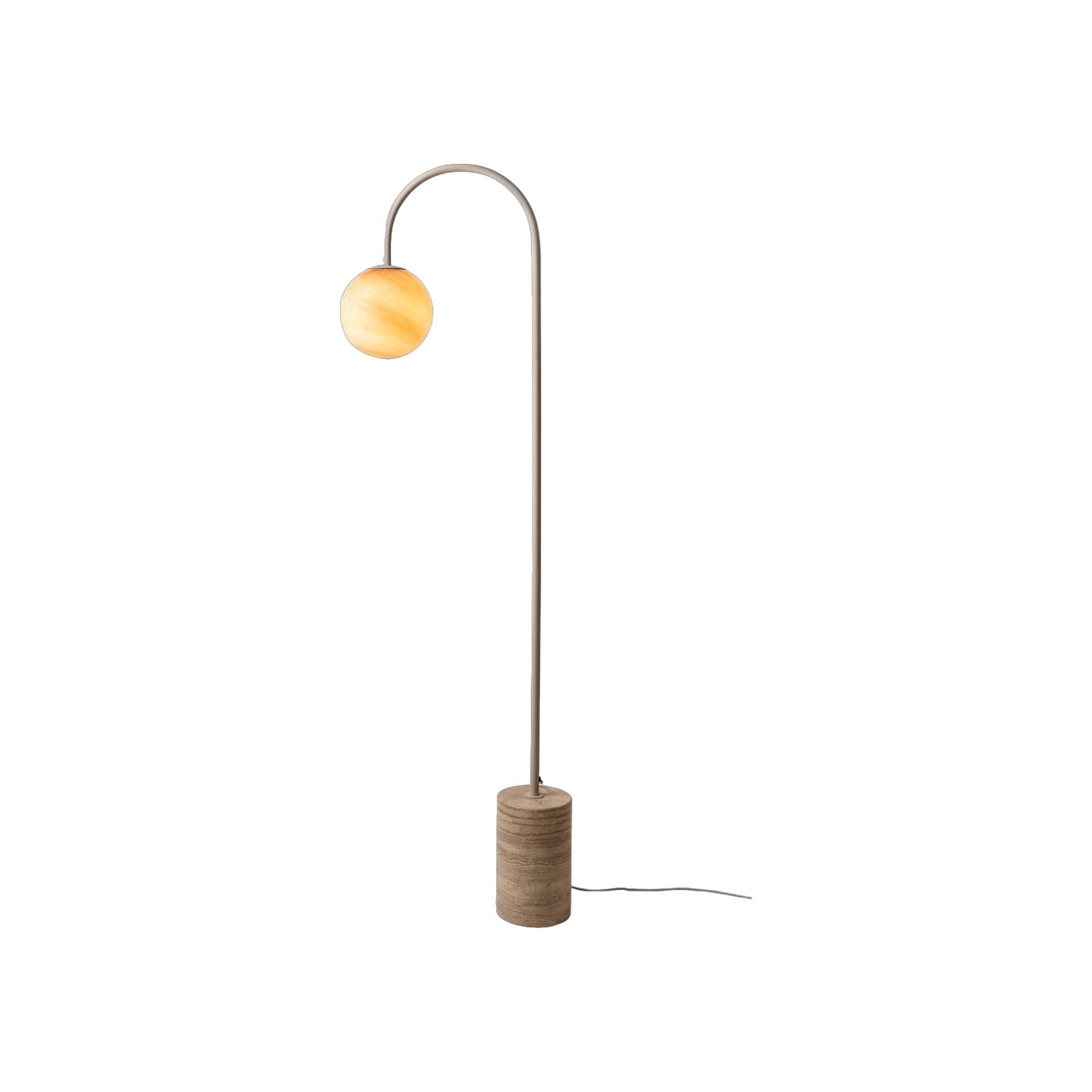 Lampadaire Tivoli travertin et verre sable 160 cm E14