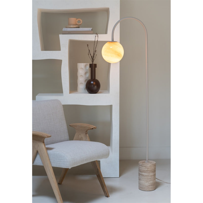 Dimensions Lampadaire Tivoli travertin et verre sable 160 cm E14