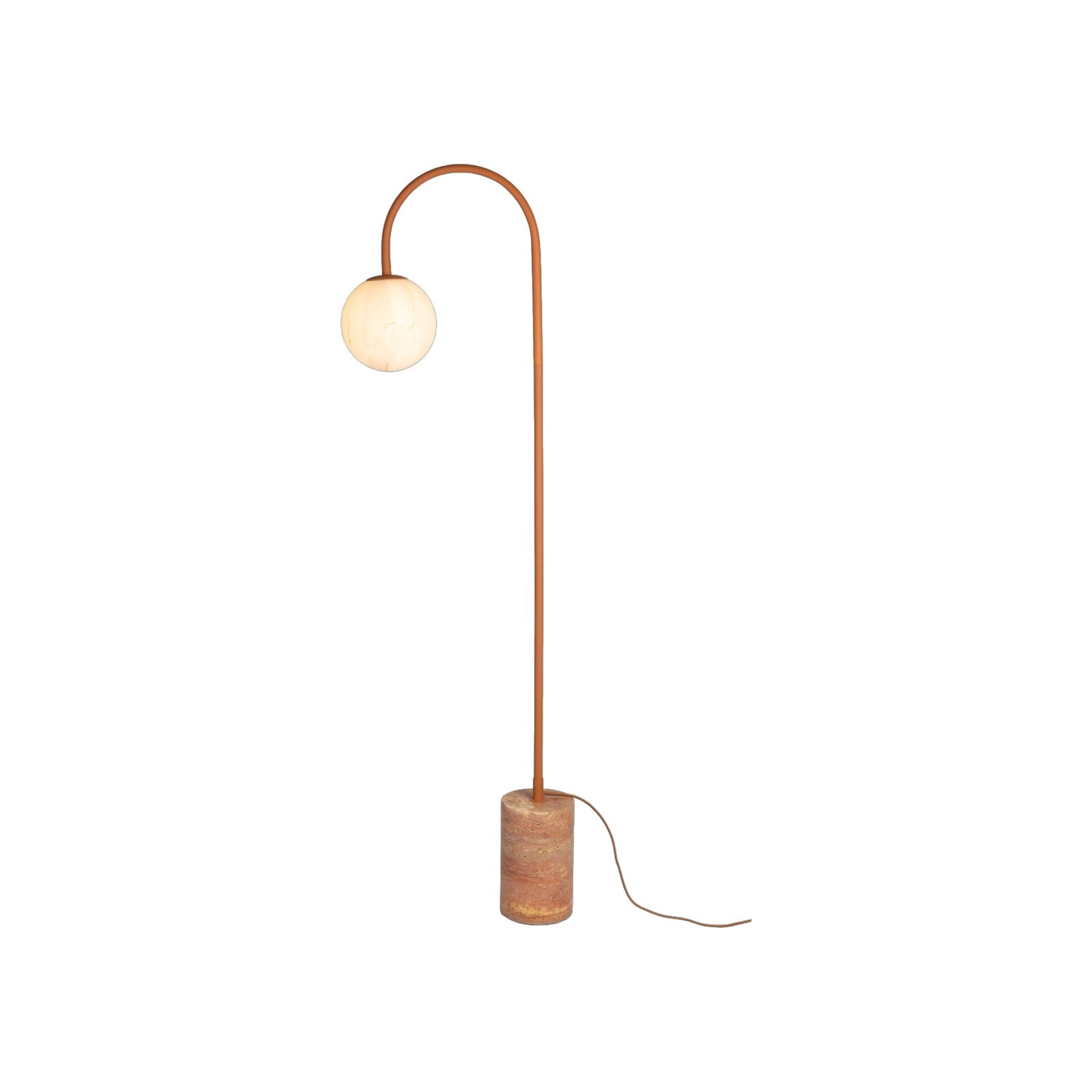 Lampadaire Tivoli travertin et verre terracotta 160 cm E14