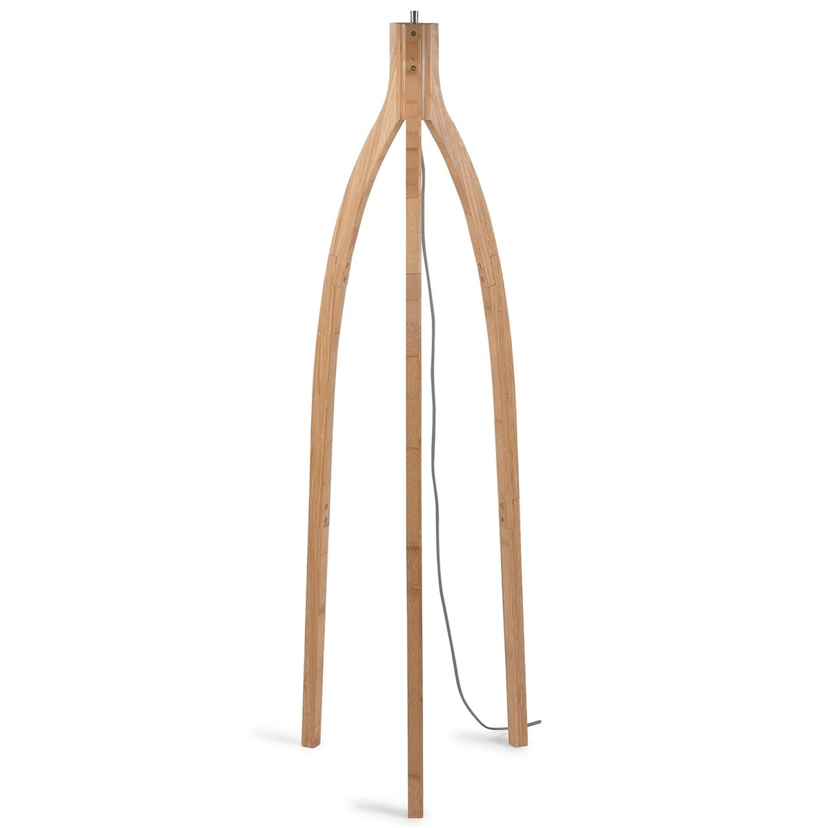 Trépied du lampadaire Java en bambou naturel présenté sans abat-jour