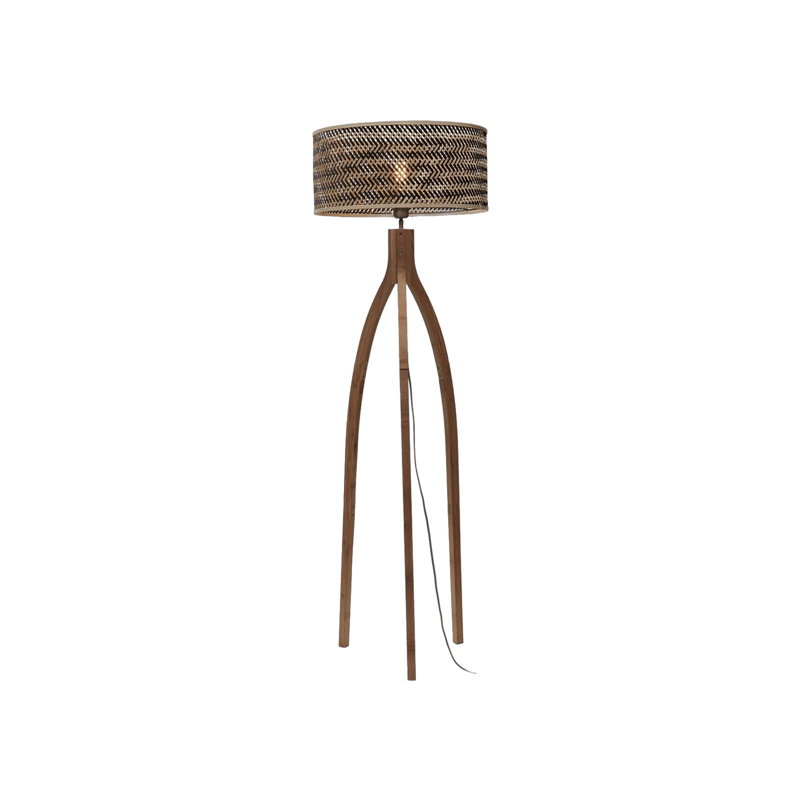 Lampadaire trépied Java naturel bicolore 50 cm E27