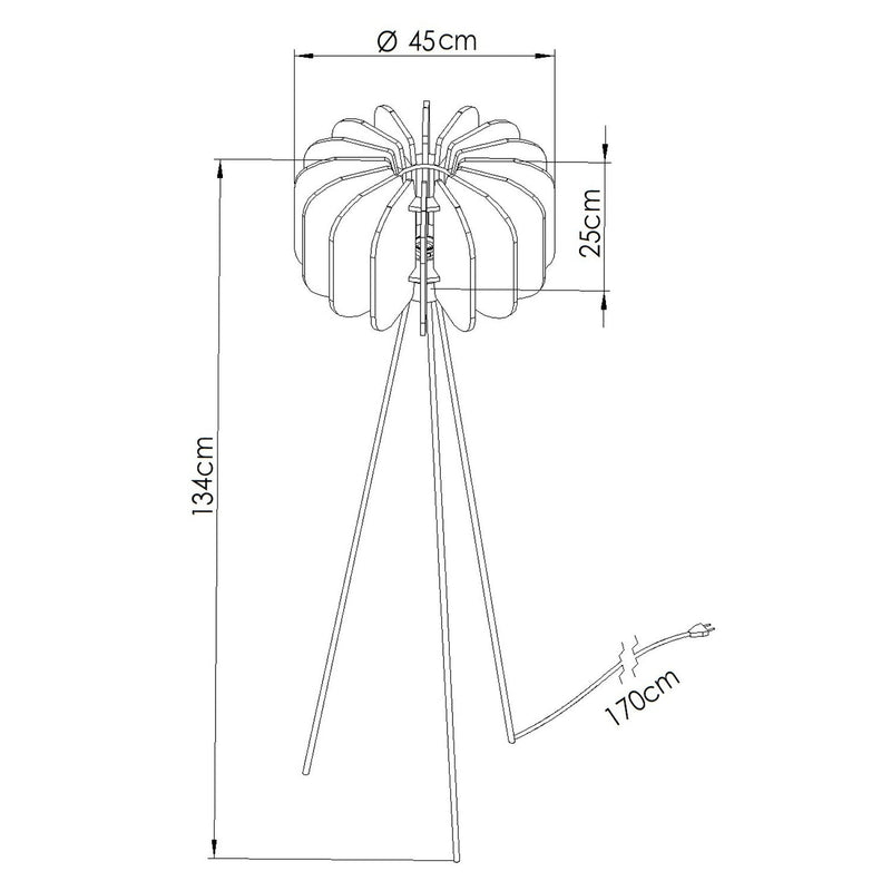 Dimensions Lampadaire trépied Mula 134 cm E27