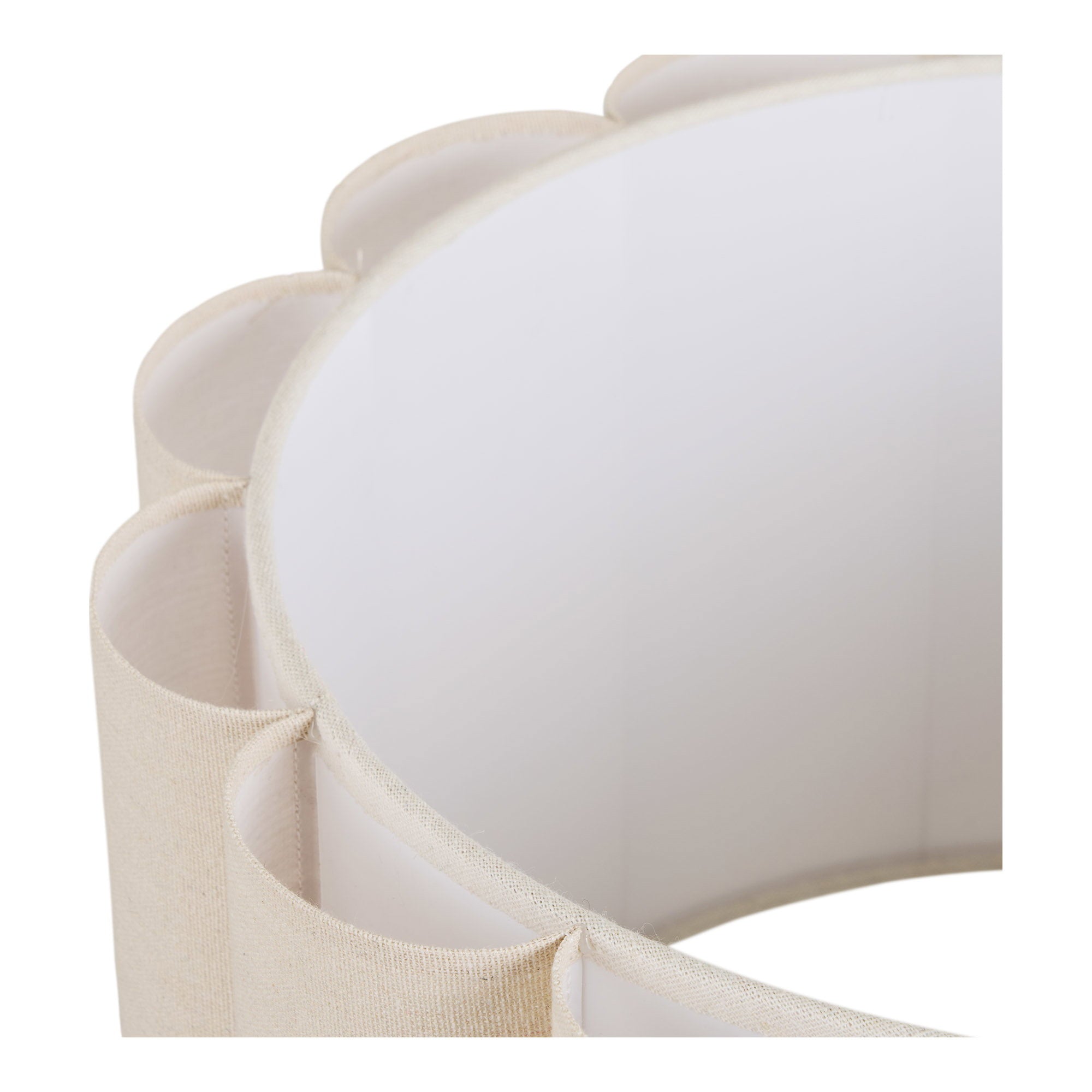 Lampadaire Wattom abat jour tissu plissé écru pied chromé vue de détail