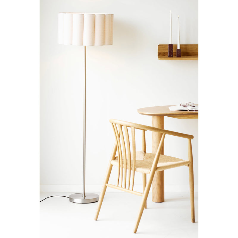 Dimensions Lampadaire Wattom abat-jour tissu plissé écru pied chromé