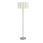 Lampadaire Wattom abat jour tissu plissé écru pied chromé