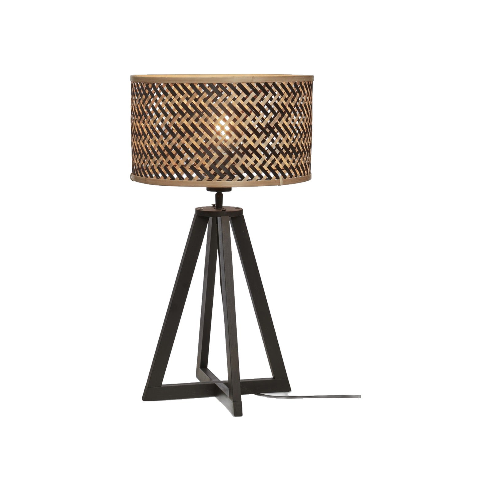 Lampe à poser 4 pieds Java noir bambou bicolore 32 cm E27