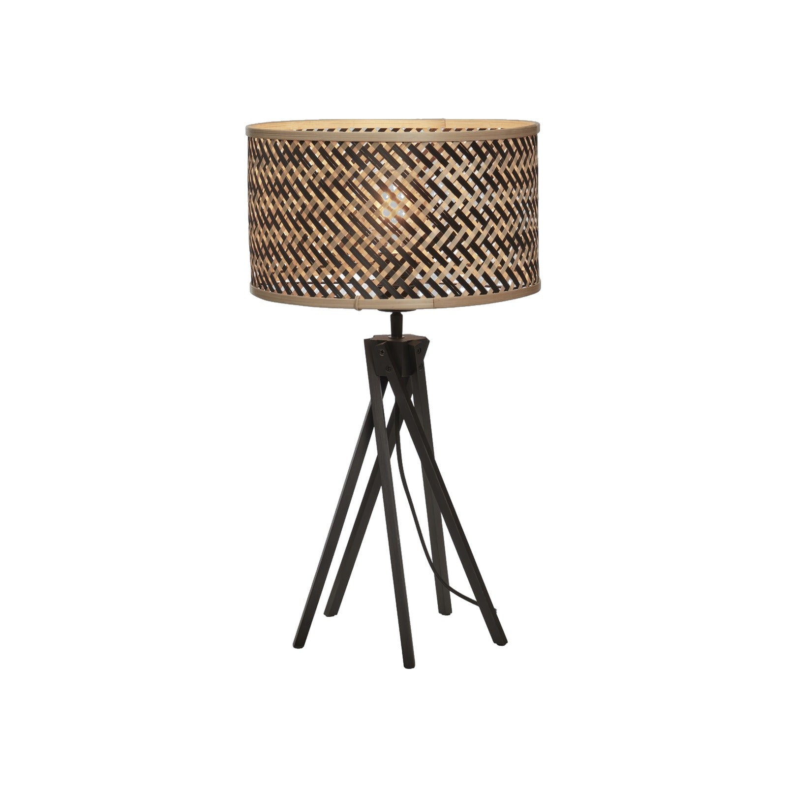 Lampe à poser 5 pieds Java noir bambou bicolore 32 cm E27
