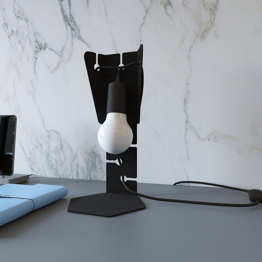Lampe de bureau Arby noir, ampoule à filament apparente