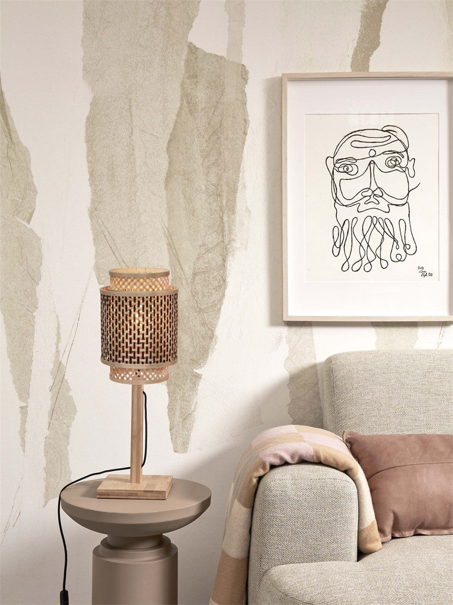 Lampe a poser Bhutan bambou naturel tube 25 cm E27, vue 2