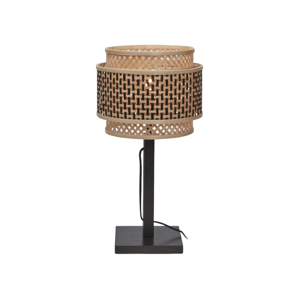 Lampe a poser Bhutan bambou noir ronde 25 cm E27