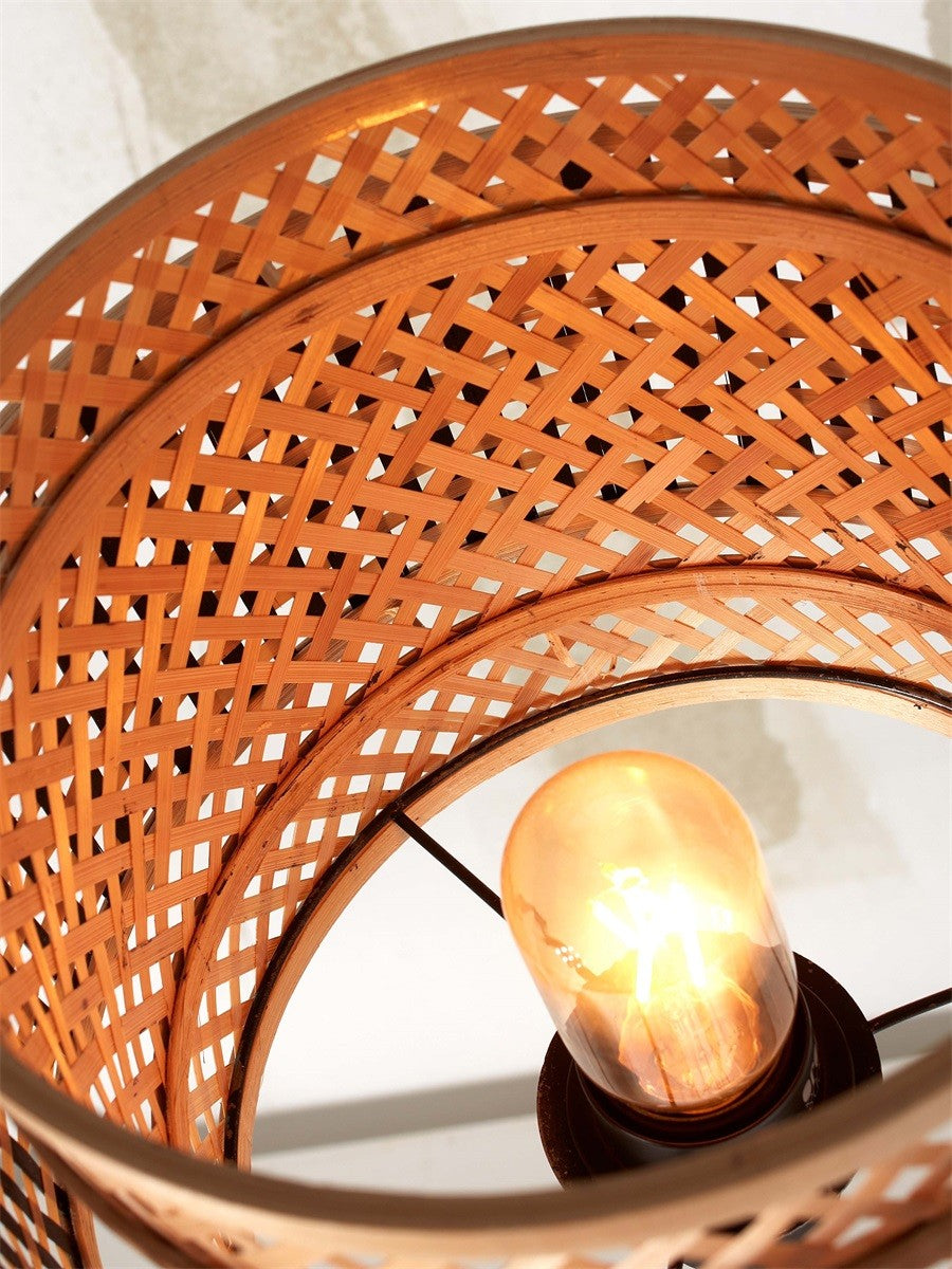 Lampe a poser Bhutan bambou noir ronde 25 cm E27, vue 6
