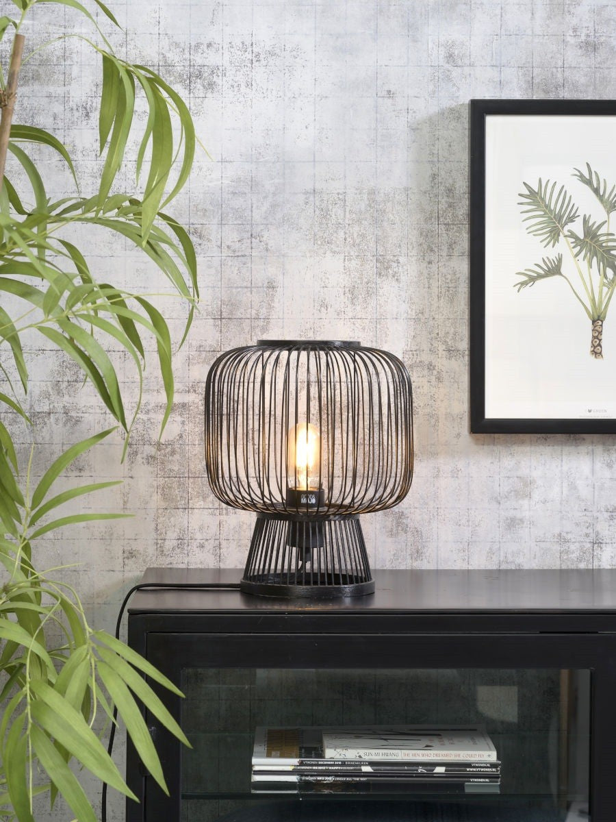Lampe à poser Cango bambou noir E27, vue 2