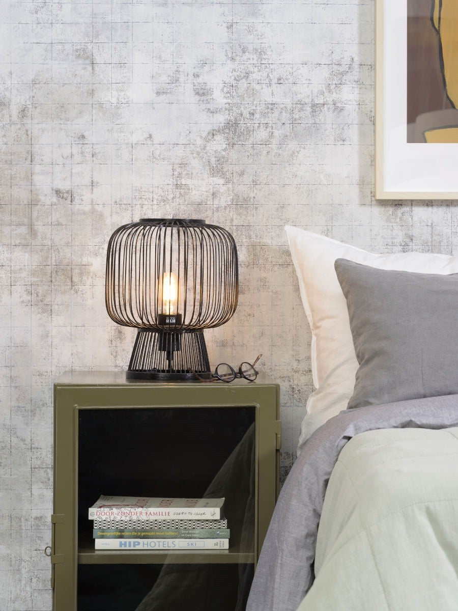 Lampe à poser Cango bambou noir E27, vue 3