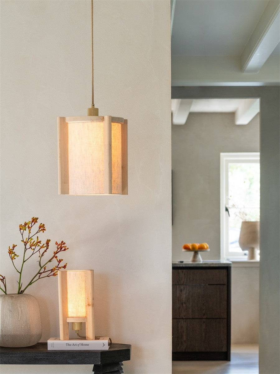Lampe à poser Corsica bois de hêtre naturel E27, vue 2