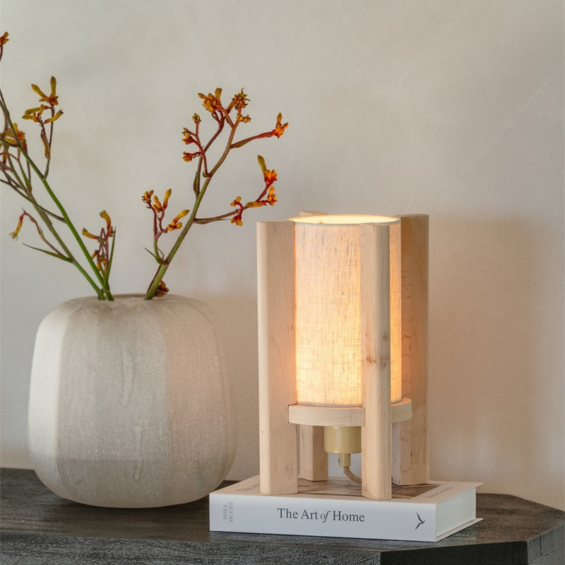 Dimensions Lampe à poser Corsica bois de hêtre naturel E27