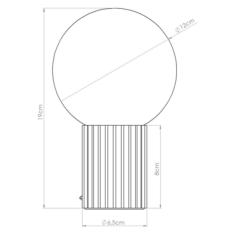 Dimensions Lampe à poser Halo boule opale G9
