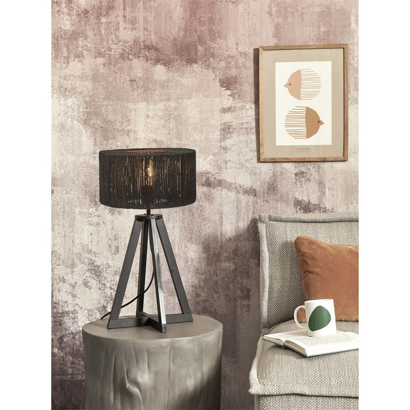 Dimensions Lámpara de mesa Iguazu 4 patas bambú negro yute negro 30 cm E27