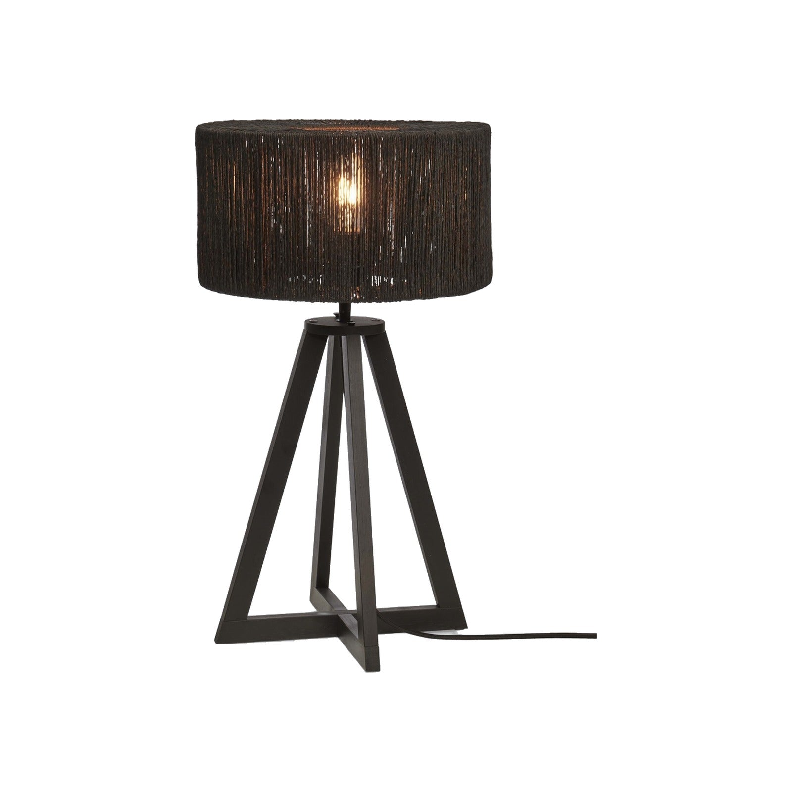 Lampe à poser Iguazu 4 pieds bambou noir jute noir 30 cm E27