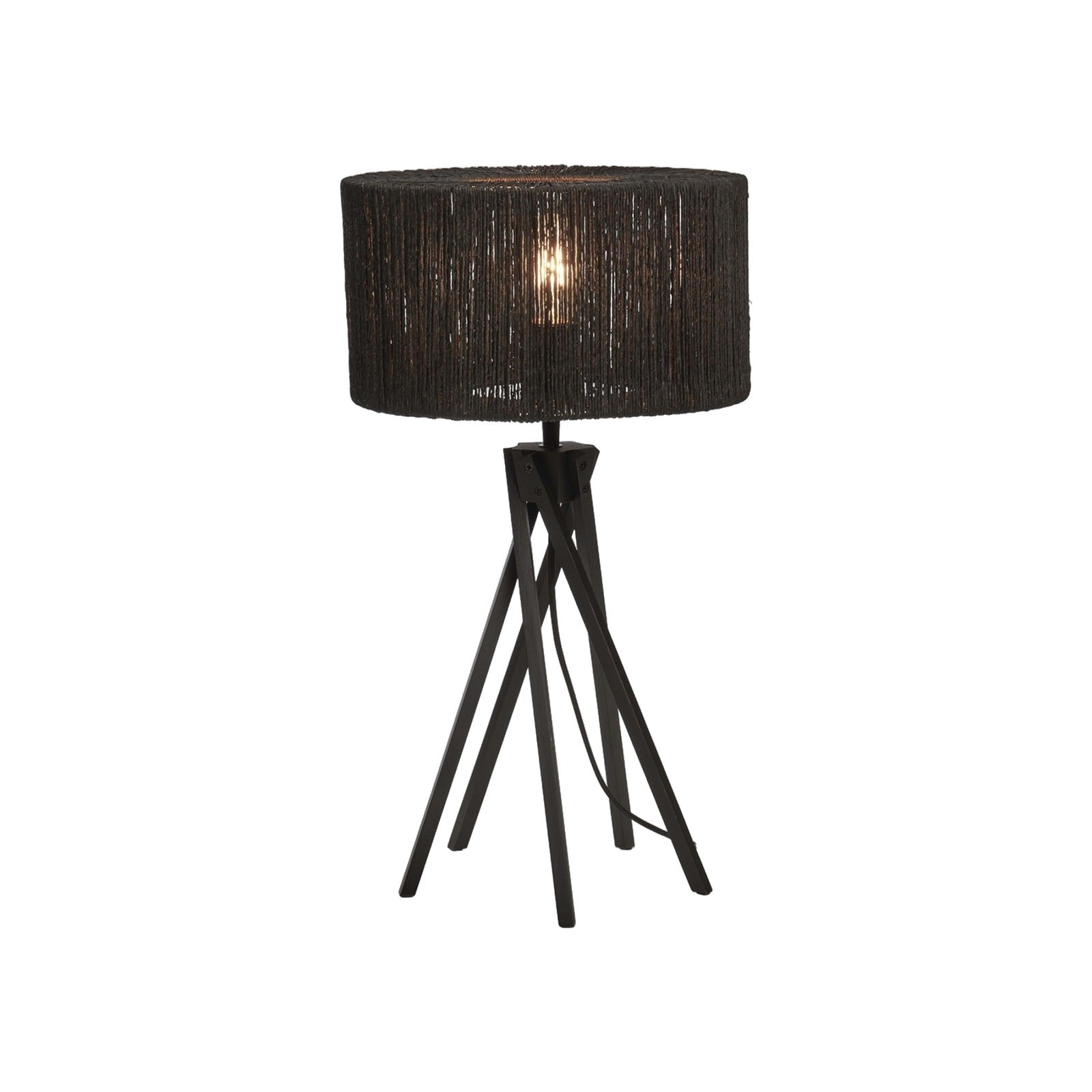 Lampe à poser Iguazu 5 pieds bambou noir jute noir 30 cm E27
