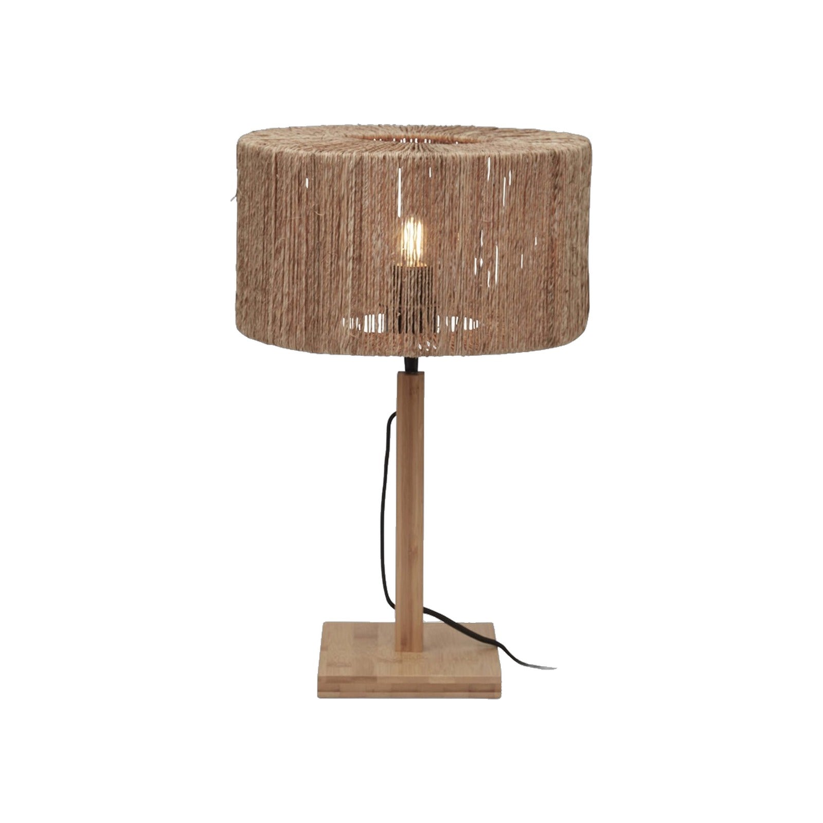 Lampe à poser Iguazu pied droit jute naturel 30 cm E27