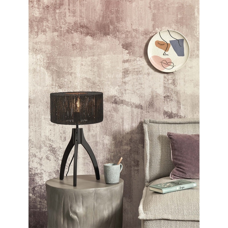 Dimensions Lampe à poser Iguazu trépied bambou noir 30 cm E27