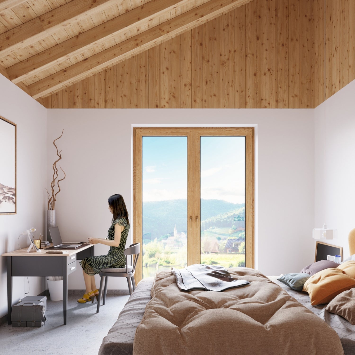 Lampe à poser Incline blanche dans un intérieur