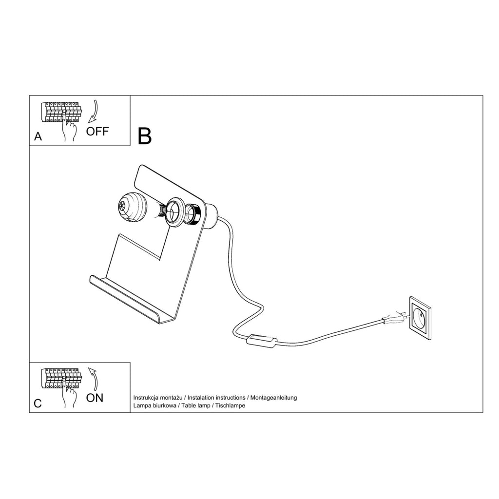 Schéma de montage de la lampe à poser Incline