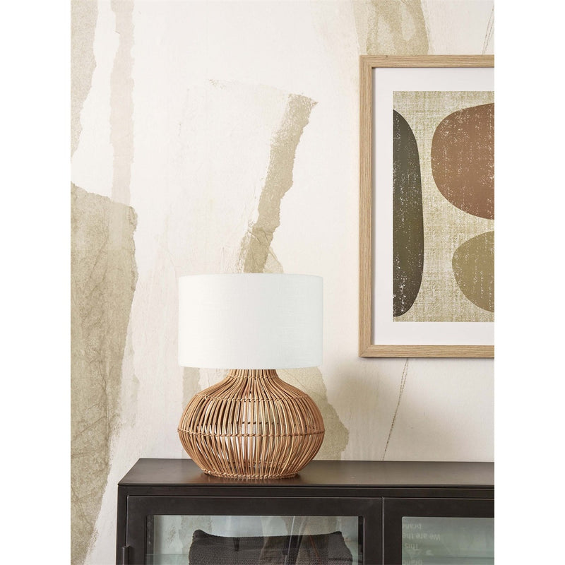 Dimensions Tischleuchte Kalahari Rattan weiß 48 cm E27