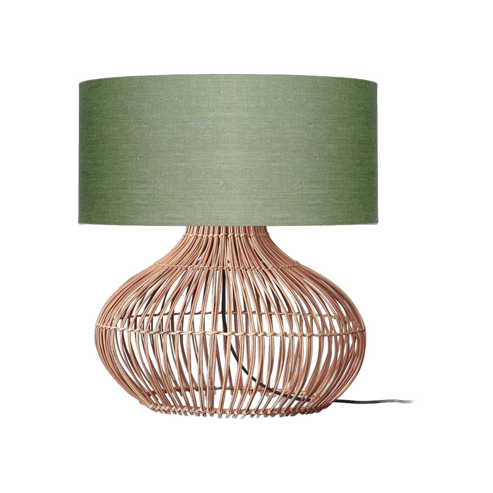 Lampe à poser Kalahari rotin vert forêt 65 cm E27