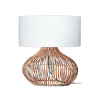 Lampe à poser Kalahari rotin blanc 65 cm E27
