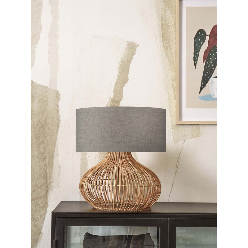 Dimensions Lampe à poser Kalahari rotin lin foncé 65 cm E27