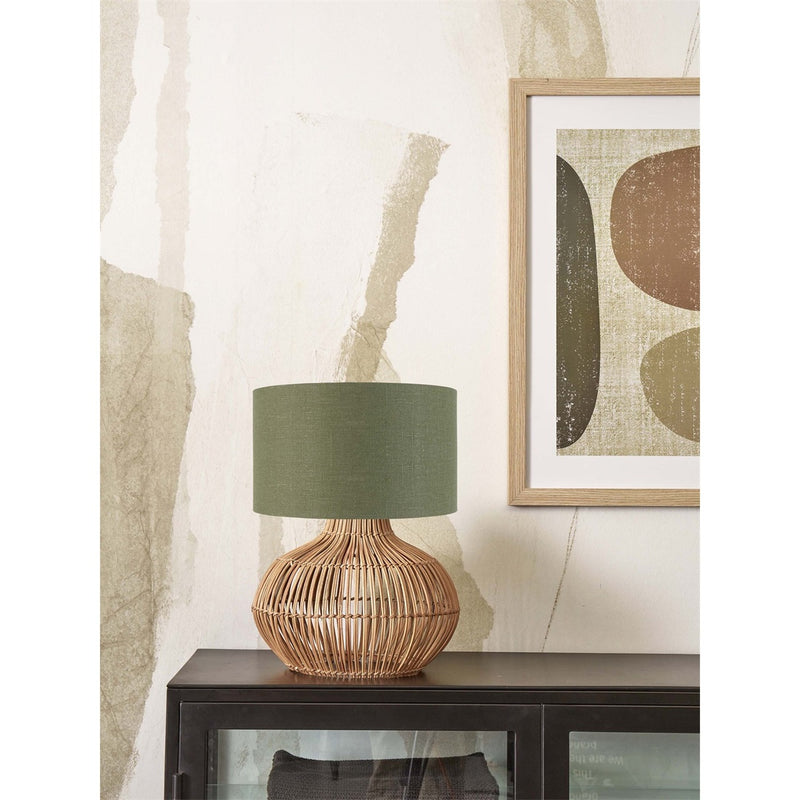Dimensions Lampe à poser Kalahari rotin vert forêt 48 cm E27