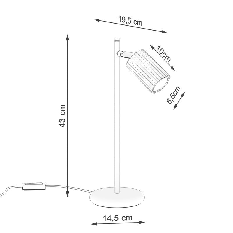 Dimensions Tischleuchte Karbon gerillter Spot GU10
