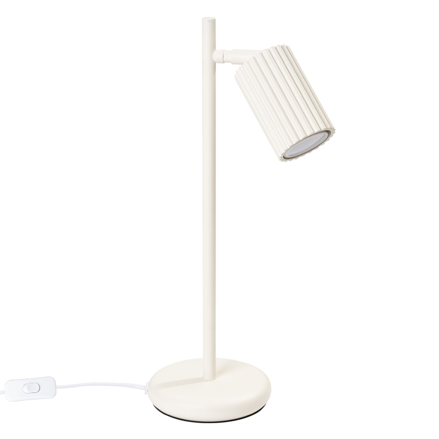 Lampe à poser Karbon spot cannelé beige, spot orientable sur pied et base ronde