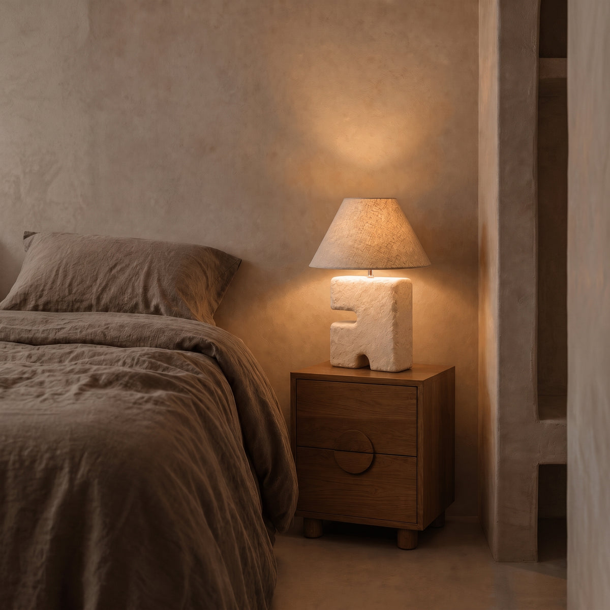 Lampe à poser L'Objet en papier mâché blanc