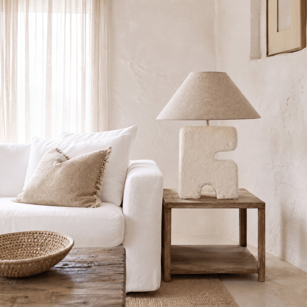 Lampe à poser L'Objet en papier mâché blanc