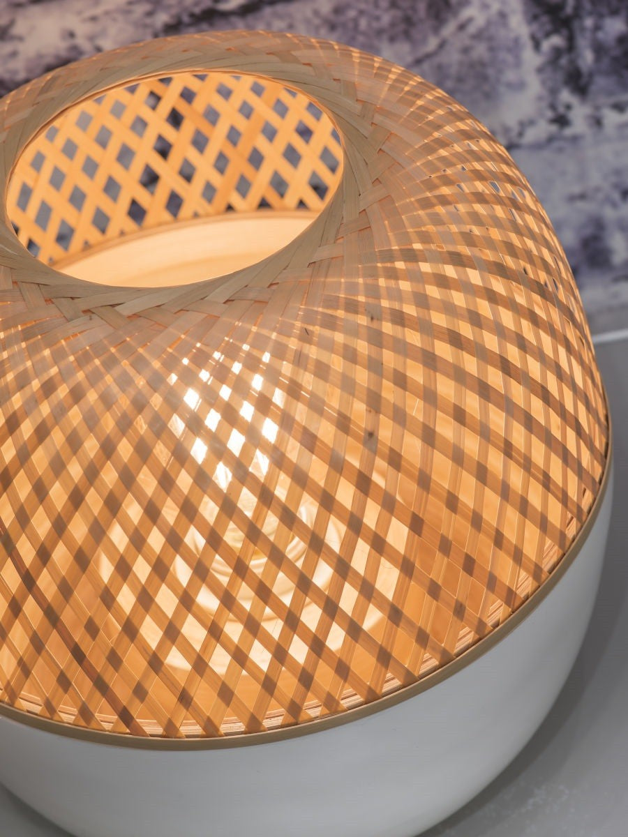 Lampe à poser Mekong bambou et blanc 29 cm E27, vue 3