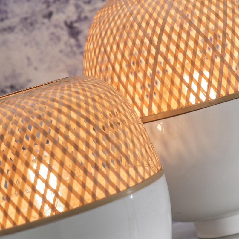 Dimensions Lampe à poser Mekong bambou et blanc 29 cm E27