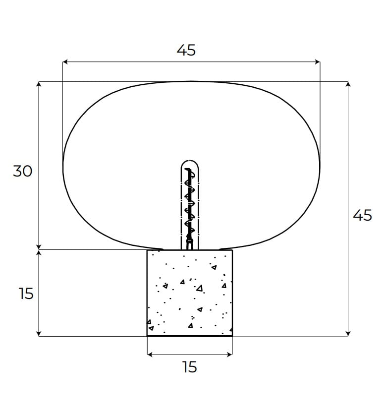 Dimensions Lampe à poser Moonstone verre ambré et marbre noir E27