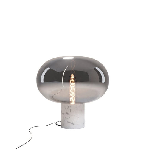 Lampe à poser Moonstone verre fumé et marbre blanc E27
