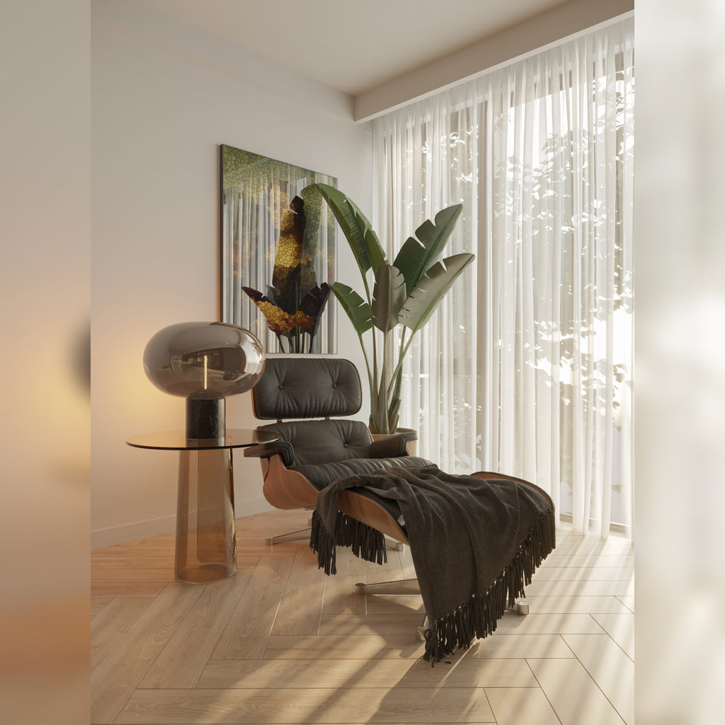 Lampe à poser Moonstone verre fumé et marbre noir E27, vue 2